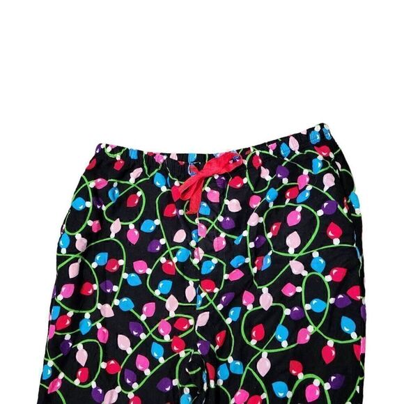 Christmas Pajamas In Ugly Xmas Sweater Style Black w Colorful Christmas Lights - Picture 3 of 6